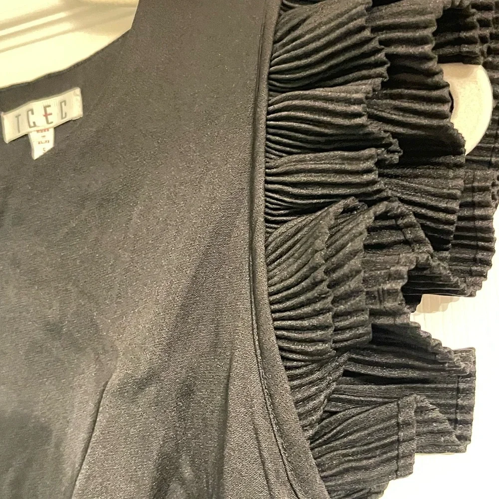 EUC will be steamed BLACK Ruffle Sleeve Dress. SIZE S - Picture 4 of 6